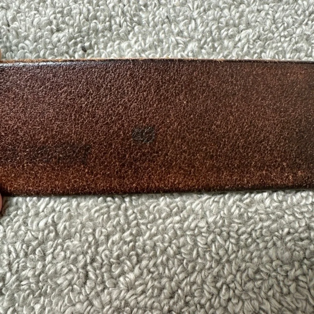 Mens Brown Cowhide Leather Double Prong Belt Made in USA Size 40 Workwear Class